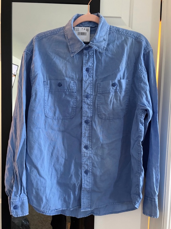 American Eagle Outfitters Tops - Women’s American Eagle Blue Button-Up Chest Pocket Shirt Oversized S